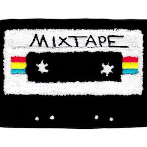 Extra Large Vintage Style Chenille Mixtape Cassette Mix Tape DJ Patch Badge 15cm - 6 inch