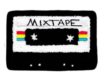 Extra stor vintage-stil Chenille Mixtape kassettband DJ-patch 15 cm - 6 tum