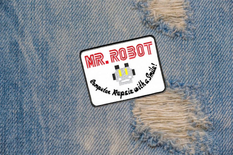 Awesome Large Mr. Robot Patch 10cm fsociety Badge for Shirt Hat Cap Jacket 4 inch x 3 inch Applique Great for Halloween Costume image 1