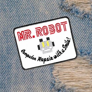 Impressionnant grand écusson Mr. Robot 10 cm fsociety badge pour chemise chapeau casquette 4 pouces x 3 pouces appliques idéal pour Halloween costume !