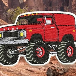 Off Road Tactical Military 4x4 4WD Red 80&#39;s Pickup Truck Patch for Trucker Hat or Shirt 11cm / 4.3 inch Iron On or Hook Back