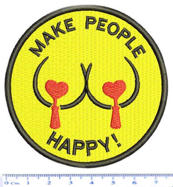 Cute Big Boobs Make People Happy Iron on Morale Patch 7.5cm / 3 Inch Iron  on or Hook Back 
