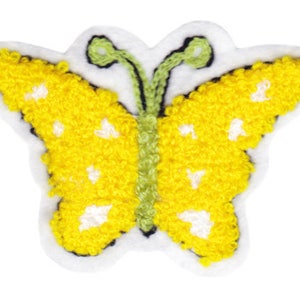 Beautiful Chenille Yellow Butterfly Patch Badge 10cm
