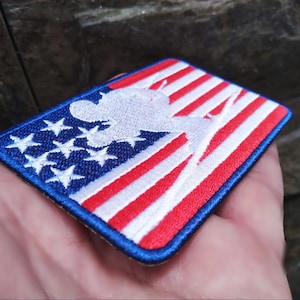 Awesome USA American Downhill Skiing Gift Ski Skier Gift Patch Badge for Hat Cap Jacket 10cm / 4 inch Gift for Him Iron On or Hook Back
