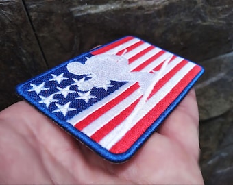 Awesome USA American Downhill Skiing Gift Ski Skier Gift Patch Badge for Hat Cap Jacket 10cm / 4 inch Gift for Him Iron On or Hook Back