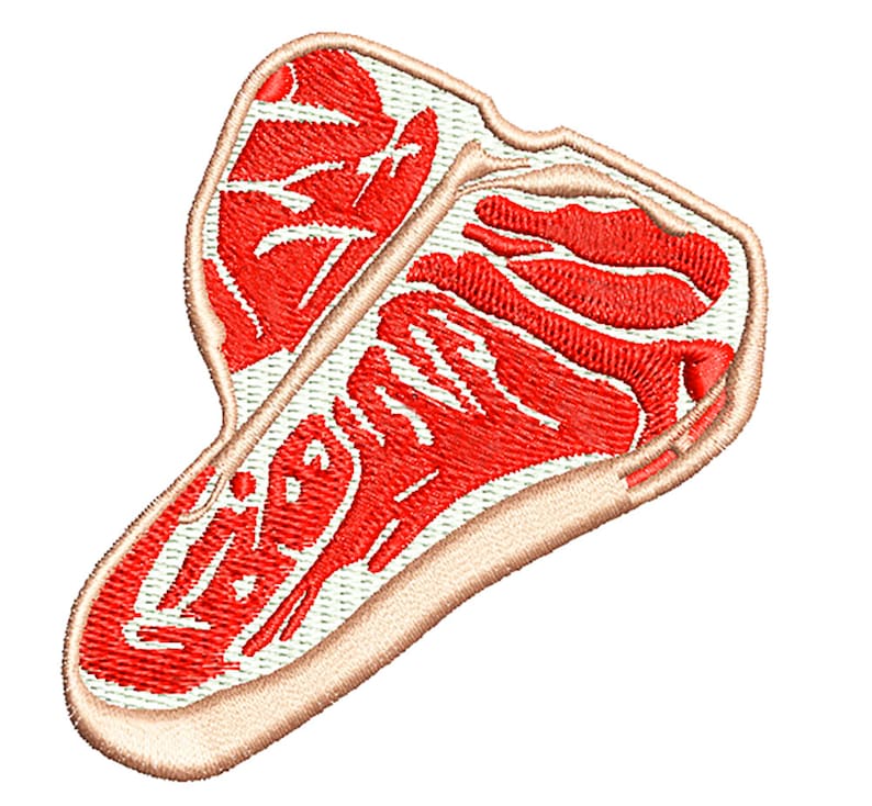Cute Americana Food Beef Steak Patch for T Shirt Trucker Cap Hat 7.5cm / 3 inch or 20cm / 8 inch Iron On or Hook Back 2 Sizes Available image 2