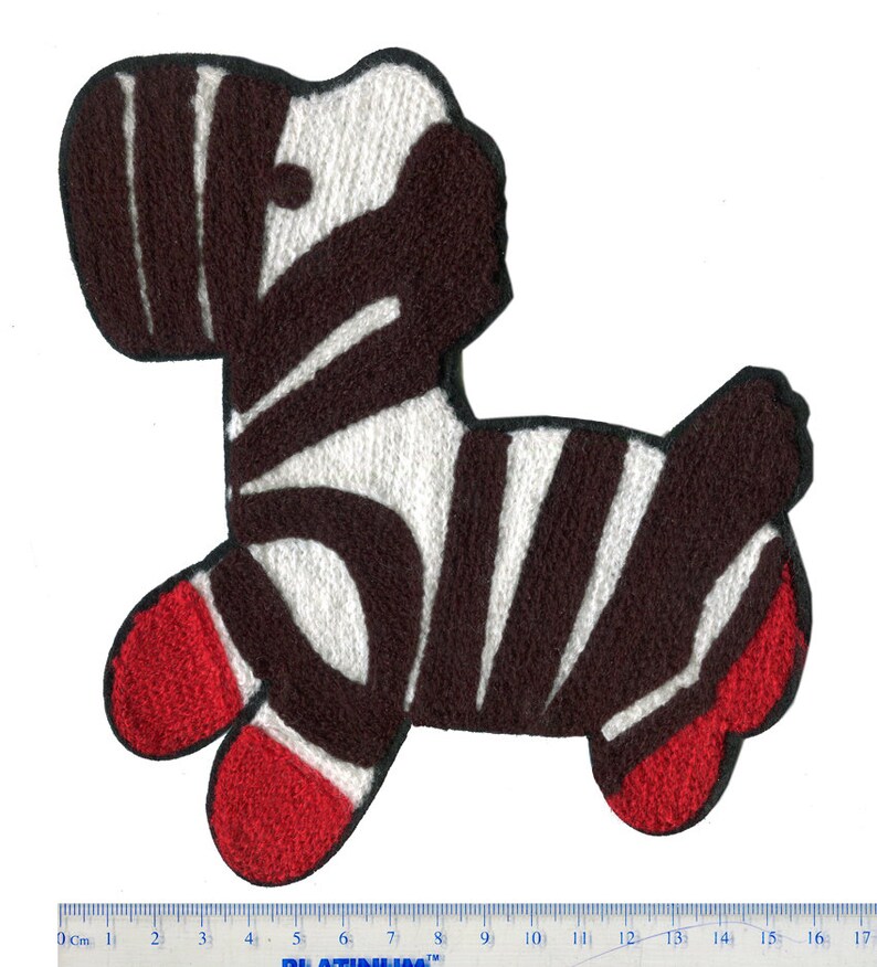 Large 17cm Chenille Zebra Patch image 2