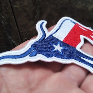 Texas Gift Flag Tactical USA American Steer Rodeo Patriot Cowboy Gift Politics Morale Shirt Patch Badge 10cm / 4 inch Iron On or Hook Back