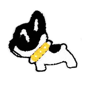 Super Cute Large Chenille Boston Terrier Dog Patch 14cm / 5.5 inch
