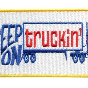 Impressionnant vintage Style 70's Patch Keep on Truckin Big Rig Truck Trucker Patches 12cm / 4,7 pouces Applique Iron On ou Hook Back image 3