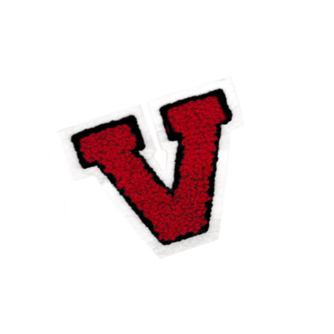 Large 8cm Red Chenille V Patch Badge Valerie Victory Vinny Vince Velma ...