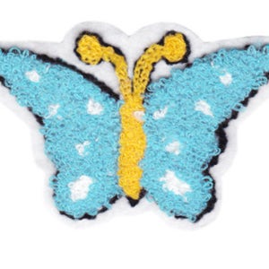 Beautiful Chenille Blue Butterfly Patch Badge 10cm