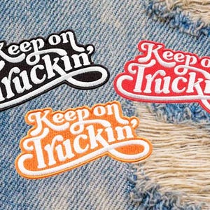 XL Extra Large Awesome Vintage Style 70&#39;s Trucker Patch Patches &quot;Keep on Truckin&quot; 13cm x 7cm / 5.2 inches Iron On or Hook Back