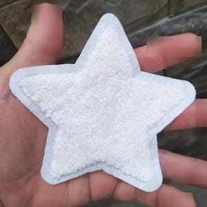 XL Extra Large Chenille White Star Patch 13cm Applique 5.1 inches