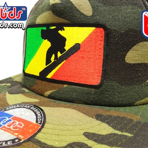 smARTpatches Truckers Camo Rasta Snowboarder Snowboard Hat Cap Patch by lidstars headwear