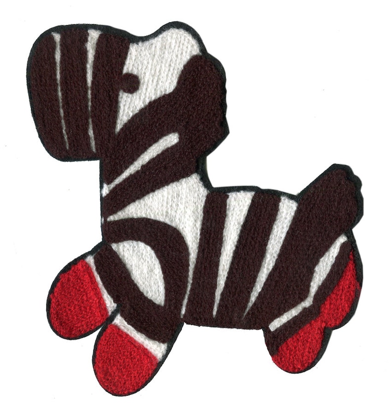 Large 17cm Chenille Zebra Patch image 1