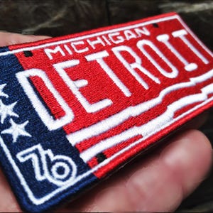 Detroit Gift Michigan Gift 313 1976 License Plate Patch for Trucker Hat or Shirt Gift for Him Hip Hop 10cm / 4 inches Iron On or Hook Back