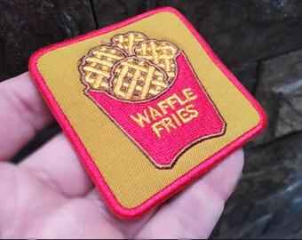 Fast Food Waffle Fries Patch for Trucker Hat or Shirt 7.5cm / 3 inch Iron On or Hook Back