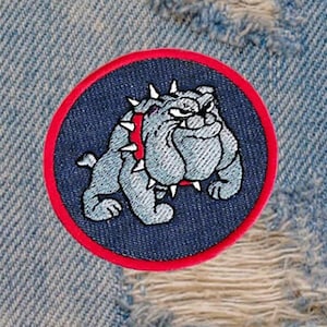 Cool & Large Bulldog Dog Patch for Trucker Hat or Shirt 7.5cm / 3 inch  Applique Iron On or Hook Back
