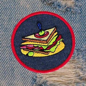 Cool Sandwich Patch for Trucker Hat or Shirt 7.5cm / 3 inch Iron On or Hook Back