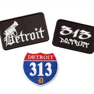 Detroit Morale Patches 313 Shield Interstate Street Urban Hip Hop Style Patch for Trucker Hat or Shirt Iron On or Hook Back