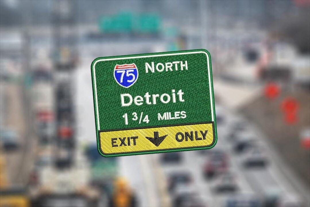 Detroit Michigan Street Highway Road Sign Morale Patch for Trucker Hat ...