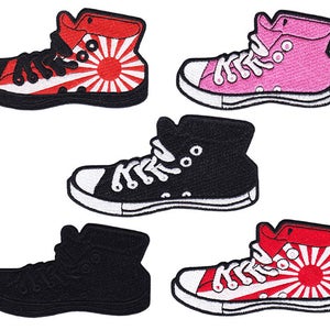 Vintage Style Hi Top Basketball Star Sneaker Shoe Patch for Trucker Hat or Shirt 10cm / 4 inch 5 Colors Available Iron On or Hook Back