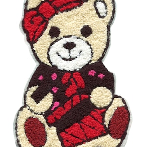 Extra Large 21cm Chenille Christmas Teddy Bear with Gift Patch