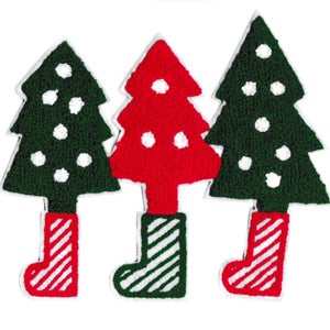 XXL Extra Large 19cm Chenille Christmas Trees Patch Applique