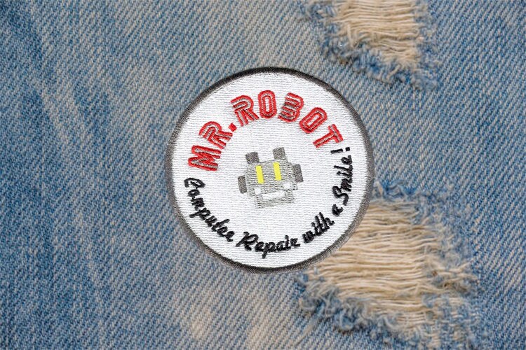 Super cool Robot Iron Patches for Clothing Mr Robot Embroidered