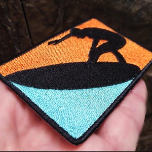 Beautiful Sunny Surf Surfer Gift Venice California Gift Surfing Patch for Trucker Hat or Shirt Badge 9cm / 3.5 inch Iron On or Hook Back