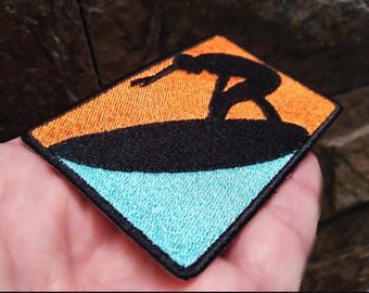 Beautiful Sunny Surf Surfer Gift Venice California Gift Surfing Patch for Trucker Hat or Shirt Badge 9cm / 3.5 inch Iron On or Hook Back