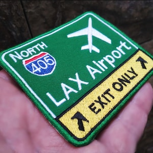 Los Angeles LA California Street Highway Road Sign Morale Patch for Trucker Hat or Shirt Hip Hop Rap 8cm / 3.2 inch Iron On or Hook Back