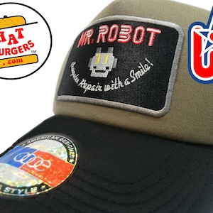 smARTpatches Truckers Black Mr. Robot Trucker Cap Hat Curved Bill Patch by lidstars headwear