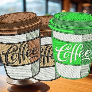 Toppa carina da asporto a forma di tazza di caffè, per cappello o maglietta da camionista, da 7,5 cm / 3 pollici, da stirare o agganciare sul retro.