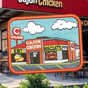 Americana Cajun Chicken Restaurant Patch for Trucker Hat or Shirt 8cm / 3.2 inch Iron On or Hook Back
