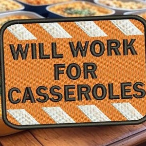 American Food Casserole Morale Patch for Trucker Hat or Shirt County Fair Flea Market 9.5cm Applique 3.7 inch Iron On or Hook Back