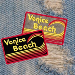 Vintage 70&#39;s 80&#39;s Style Venice Beach Surf Surfing Surfer Shirt Patch for Trucker Hat or Shirt 9.5cm / 3.7 inch Iron On or Hook Back