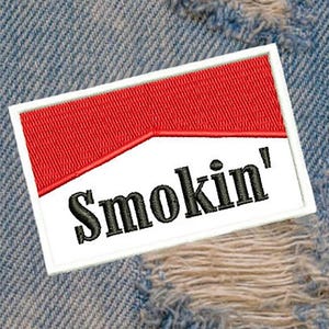 Large Cute & Funny Parody &quot;Smokin&quot; Shirt Patch 7.5cm / 3 inch Applique Iron On or Hook Back