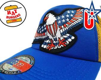 smARTpatches Truckers Vintage Style Rock Kid Eagle USA American Patriotic Trucker Cap Hat Curved Bill Patch by lidstars headwear