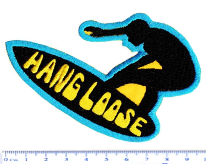 Cool Vintage 70/'s 80/'s Style Hang Loose Morale Surfing Surfer Surf Patch Badge Cap Hat Shirt 9cm Applique