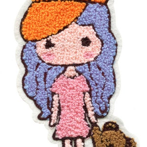 XL Extra Large 19cm Chenille Girl and Teddy Bear Patch