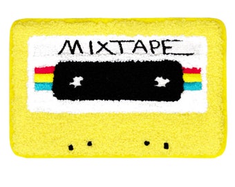 XL Extra Stor Vintage-stil Chenille Mixtape Kassett Mixtape DJ-märke (15 cm)