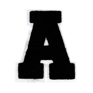 Gran chenilla negro letra "A" parche 11 cm Aaron Andy Alice ámbar Allison Arnold Amy aplique