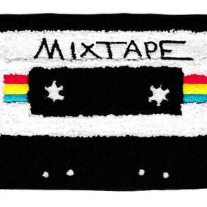 XL Extra Large Vintage Style Chenille Mixtape Cassette Mix Tape DJ Patch Badge (15cm)