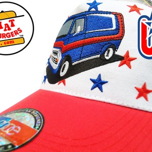 smARTpatches Truckers Vintage Style 70&#39;s Shaggin Wagon Custom Van Spirit of 76 USA Patriotic Trucker Hat Cap
