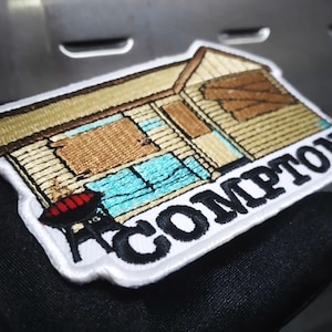 Compton House BBQ Morale Shirt Patch Hip Hop Rap Badge for Cap Hat 10cm - 4 inch Iron On or Hook Back