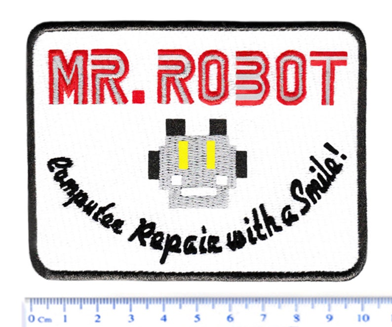 Robot Patch 7.5cm fsociety Badge for Shirt Hat Cap Jacket Great for Halloween Costume Something Different Large Square Mr