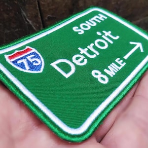 Detroit Michigan 8 Mile Rd Patch for Trucker Hat or Shirt Hip Hop Rap Motor City 9cm / 3.5 inch Iron On or Hook Back