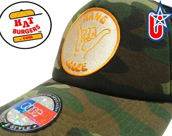 smARTpatches Truckers Vintage Style "Hang Loose" Truckin Surfer Surfing Trucker Cap Hat Camo Curved Bill Patch by lidstars headwear